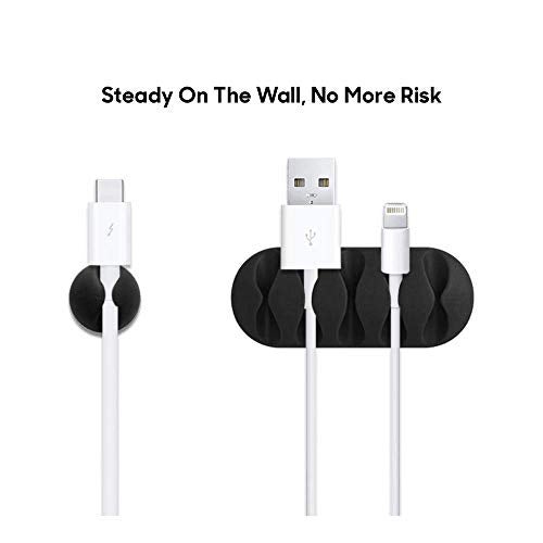 DailyObjects Rounded Clip-On Cable Stickers | Silicone Multipurpose Organiser Clipper for Cable to Organise Home, Desks, Offices, Cars, Cubicles | Affixable Everywhere | Black - Set of 9 - Image 2