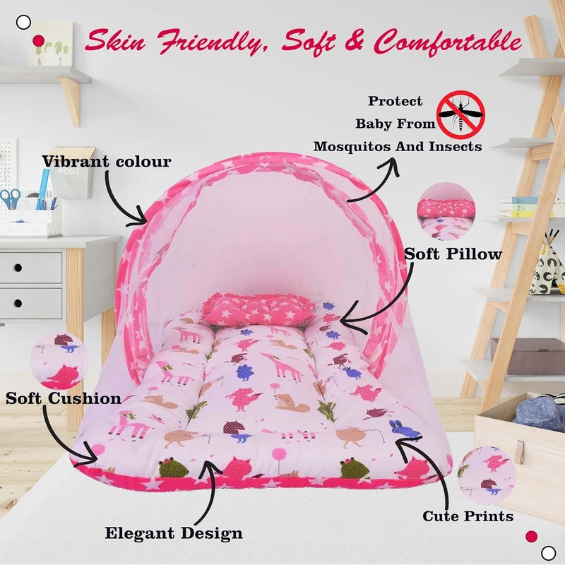 Kwitchy مجموعة سرير الأطفال كويتشي الأساسية للنوم مع مرتبة عكسية وحقيبة حمل وشراشف وردية 06 أشهر 4 قطع - Image 3