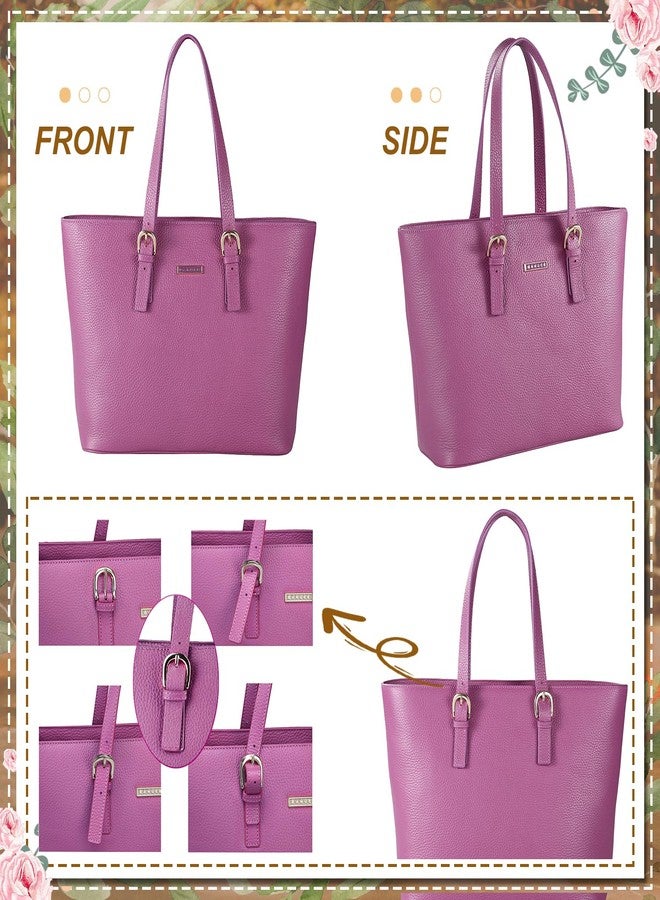 Banuce Large Capacity Leather Tote Bag for Women Ladies Purses and Handbags with Zipper Shoulder Bag Purple - Image 4