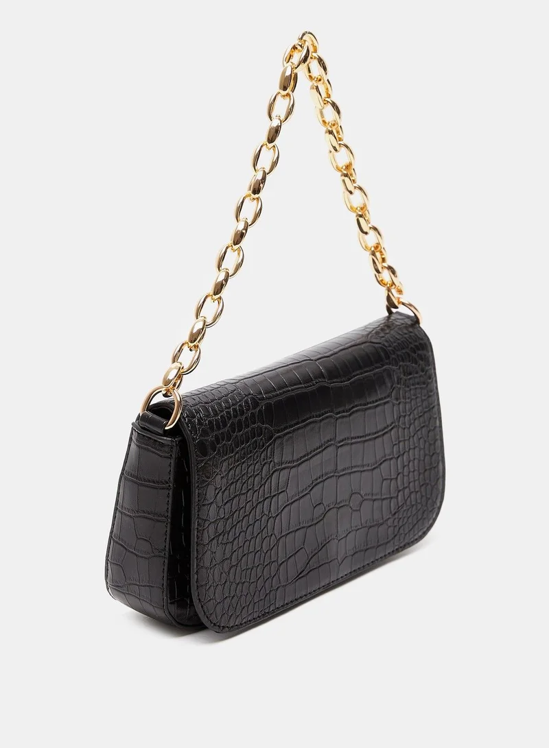 shoexpress Animal Print Shoulder Bag with Chain Link Strap