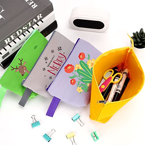 Sinzip 10 Pieces Cotton Canvas Makeup Bag with Bottom and Strap, Multi-Purpose Cosmetic Bag with Zipper Travel Toiletry Pouch, Blank DIY Craft Bag Pencil Bag (Multicolor 02, XS) (MN-WB07) - Image 3