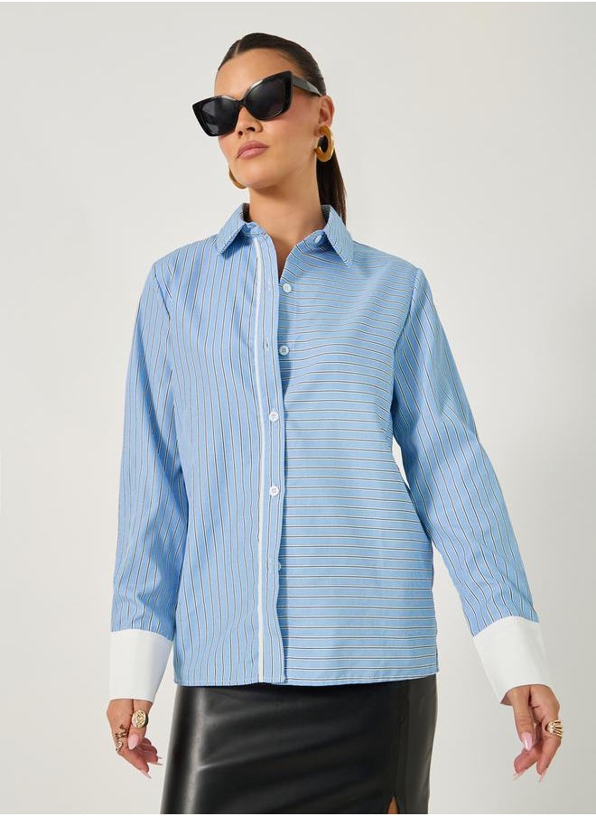 Striped Regular Fit Shirt with Solid Contrast Cuffs Detail - pzsku/ZDB2F8CADA923BCA43DD8Z/45/_/1738970636/5a07d427-406d-4dd0-868a-a1cd37ac102d