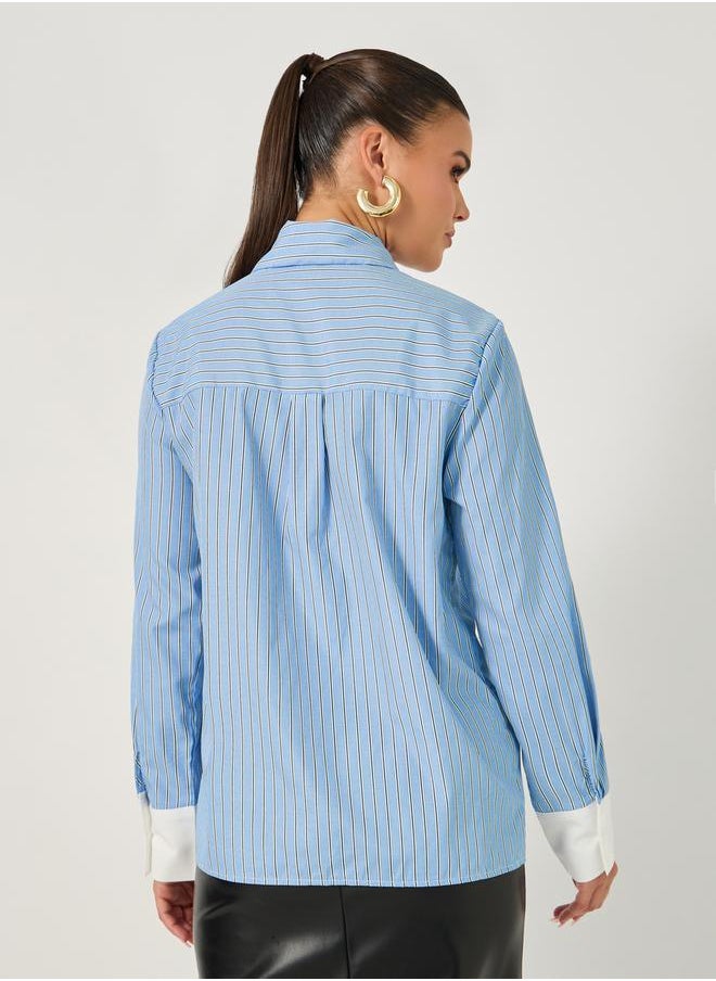 Striped Regular Fit Shirt with Solid Contrast Cuffs Detail - pzsku/ZDB2F8CADA923BCA43DD8Z/45/_/1738970639/33b0e663-09a1-49f4-be11-594bddfd002d