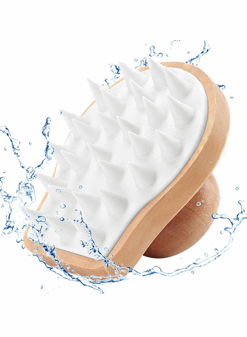 سيوسي فرشاة الشامبو ، فرشاة تدليك فروة الرأس الخشبية المصنوعة من السيليكون للشعر الرطب والشعر الجاف ، فرشاة العناية بالشعر مناسبة للرجال والنساء جميع أنواع الشعر تساعد على تقشير نمو الشعر - Image 1