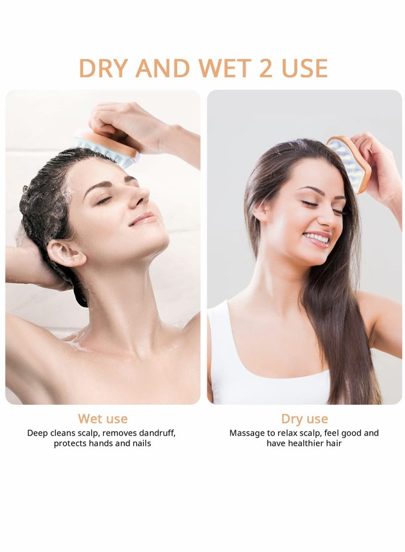 سيوسي فرشاة الشامبو ، فرشاة تدليك فروة الرأس الخشبية المصنوعة من السيليكون للشعر الرطب والشعر الجاف ، فرشاة العناية بالشعر مناسبة للرجال والنساء جميع أنواع الشعر تساعد على تقشير نمو الشعر - Image 4