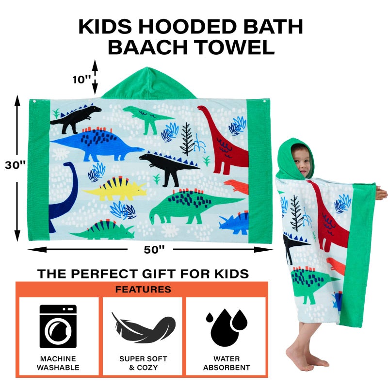Bavilk Kids Bath Towels, Kids Towel Girls Boys Hooded Beach,Bathroom,Pool Swim Towels 30 Ã— 50 INCH Large Size Ultra Absorbent Cute Cartoon Animal Full Vitality 100% Cotton Wearable Wrap for Child - Image 3