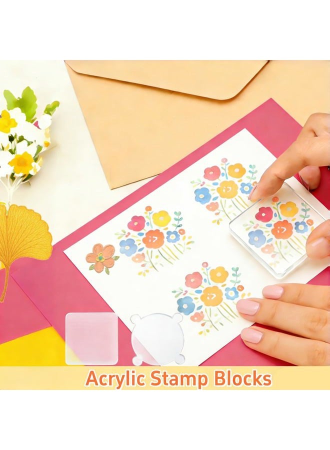 Mcredy 10 PCS Acrylic Stamp Blocks,Clear Stamping Stamps Blocks Tools for DIY Craft Scrapbook Crafts Making(5 PCS Flower+5 PCS Square) - Image 5