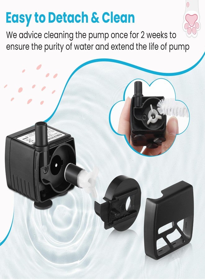 Dreyoo Pet Water Fountain Pump Compatible with PioneerPet Smartcat Fountain, 50 GPH 2W Cat Water Fountain Pump Replacement with Cleaning Brush Kit for Cat Water Dispender Pet Drinking Fountain - Image 4