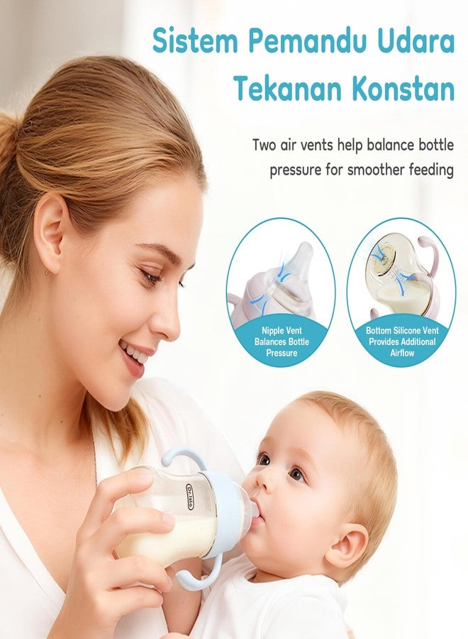 Dr.isla PPSU Anti-Colic Baby Bottle 5.4oz - Dual Vent Newborn Feeding Bottle with Slow Flow Nipple, Temperature Indicator, 0-3 Months, Blue - Image 2