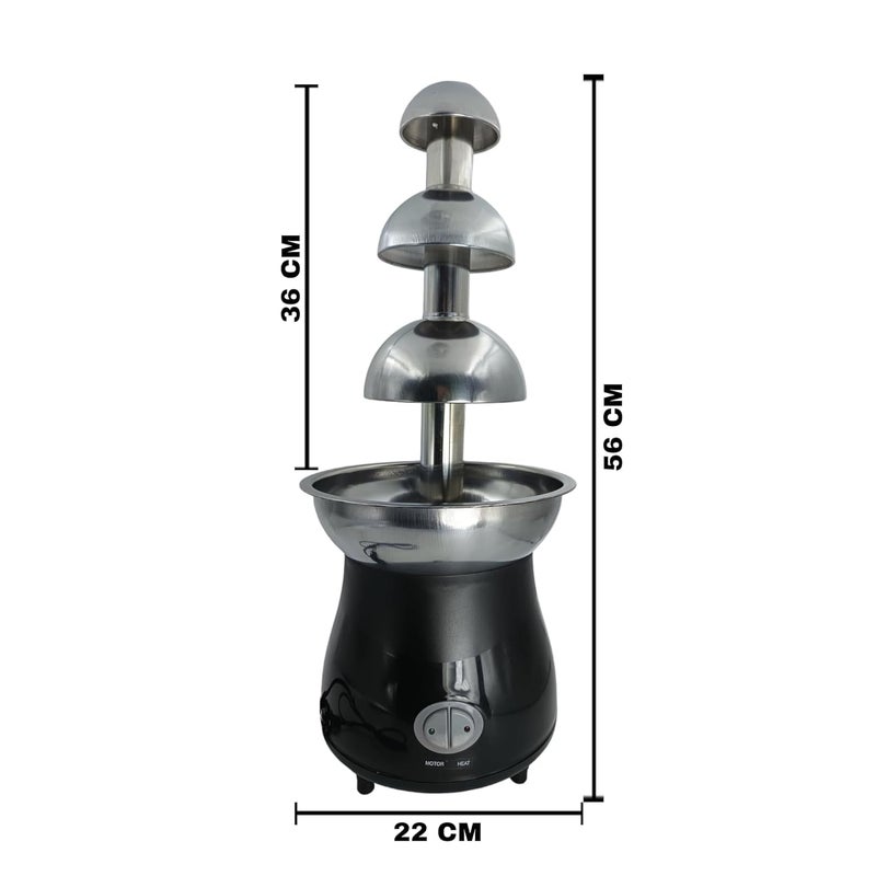 GURUBHAI EQUIPMENTS Gurubhai Equipments 3 Tier Chocolate Fondue Fountain Machine170 W Melts Cheese Queso Candy and Liqueur Dip Strawberries Apple Wedges Vegetables and More  - Image 2