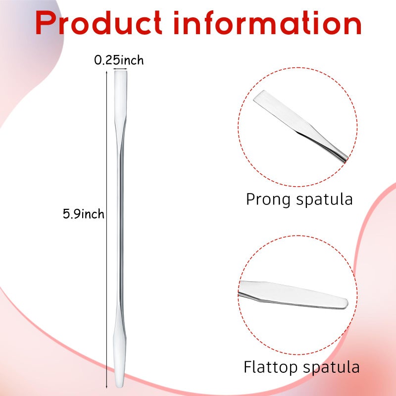 Shappy 10 Pcs Makeup Spatula Set, Lab Spatula Bulk, Mini Double Ended Micro Stainless Steel Cosmetic Spatulas Tools for Beauty & Lab & Food - Square Head for Scraping and Round Head for Mixing - Image 2