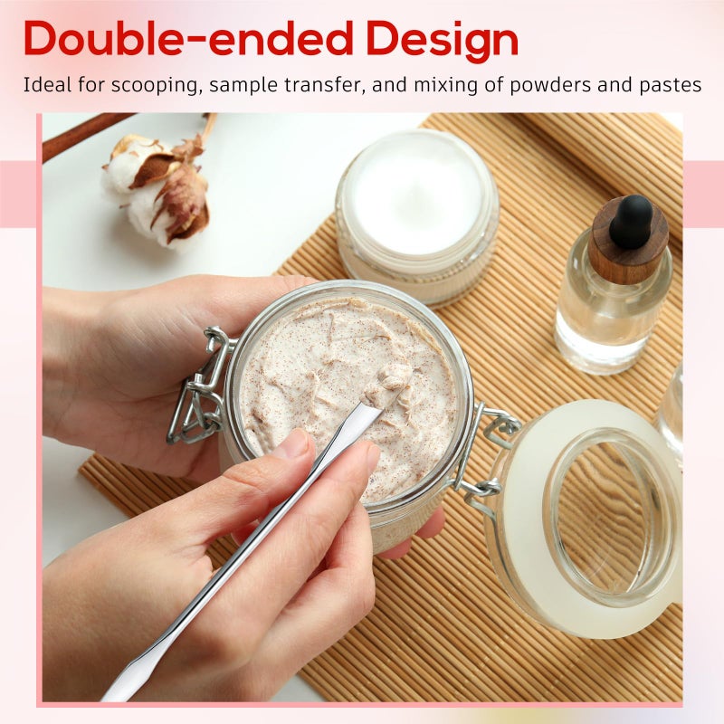 Shappy 10 Pcs Makeup Spatula Set, Lab Spatula Bulk, Mini Double Ended Micro Stainless Steel Cosmetic Spatulas Tools for Beauty & Lab & Food - Square Head for Scraping and Round Head for Mixing - Image 4