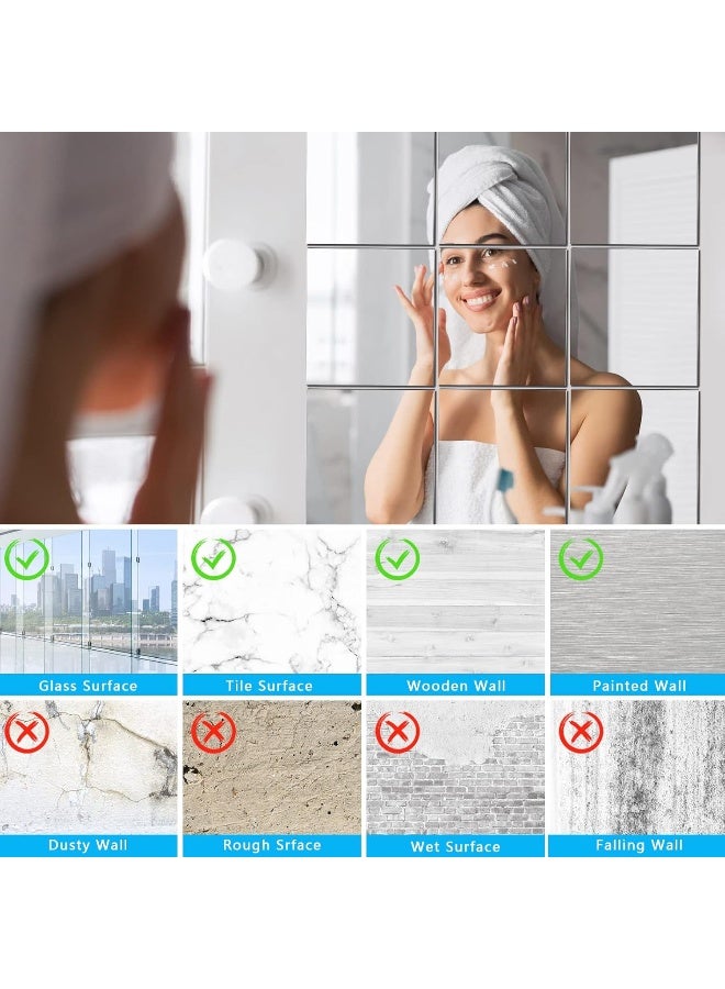 TPGP Pack of 10 Acrylic Mirrors, Mirror Stickers, DIY Wall Mirrors for Sticking, Unbreakable, for Wall Adhesive Mirrors, Full Length Mirrors, Mirror Tiles, Decorative Mirror, Wall Decoration, 10 x  - Image 3