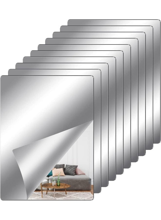 TPGP Pack of 10 Acrylic Mirrors, Mirror Stickers, DIY Wall Mirrors for Sticking, Unbreakable, for Wall Adhesive Mirrors, Full Length Mirrors, Mirror Tiles, Decorative Mirror, Wall Decoration, 10 x  - Image 1