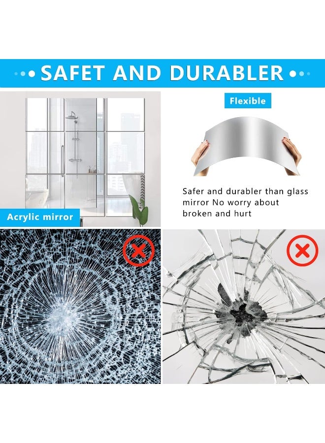 TPGP Pack of 10 Acrylic Mirrors, Mirror Stickers, DIY Wall Mirrors for Sticking, Unbreakable, for Wall Adhesive Mirrors, Full Length Mirrors, Mirror Tiles, Decorative Mirror, Wall Decoration, 10 x  - Image 2