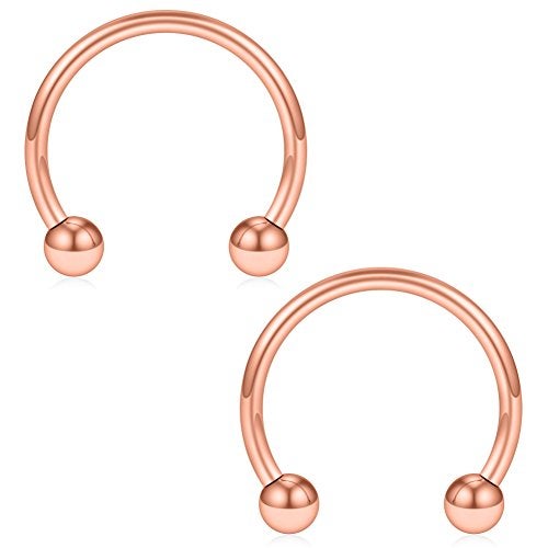 SCERRING 8PCS 16G Stainless Steel Nose Septum Horseshoe Earring Eyebrow Septum Lip Helix Tragus Cartilage Piercing Ring 6mm,8mm,10mm,12mm - Rose Gold - Image 3