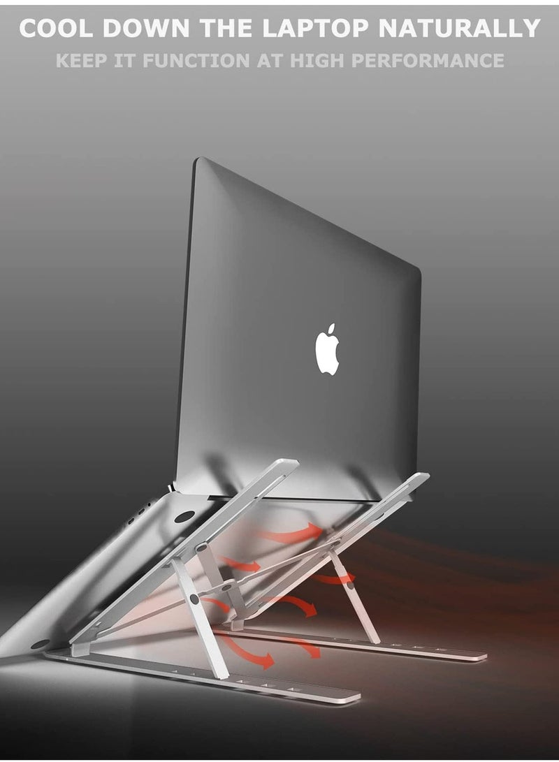 Zuleen 7-Level Adjustable Aluminum Alloy Foldable Laptop Stand Silver - Image 2