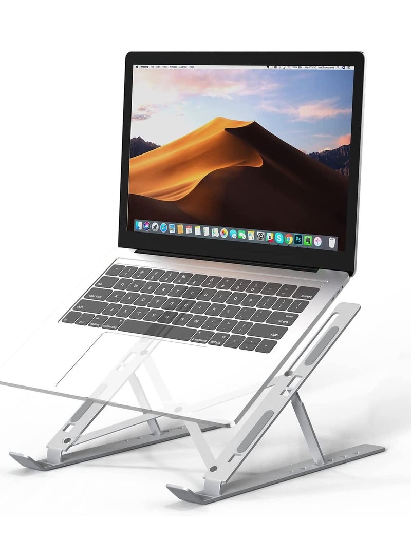 Zuleen 7-Level Adjustable Aluminum Alloy Foldable Laptop Stand Silver - Image 1
