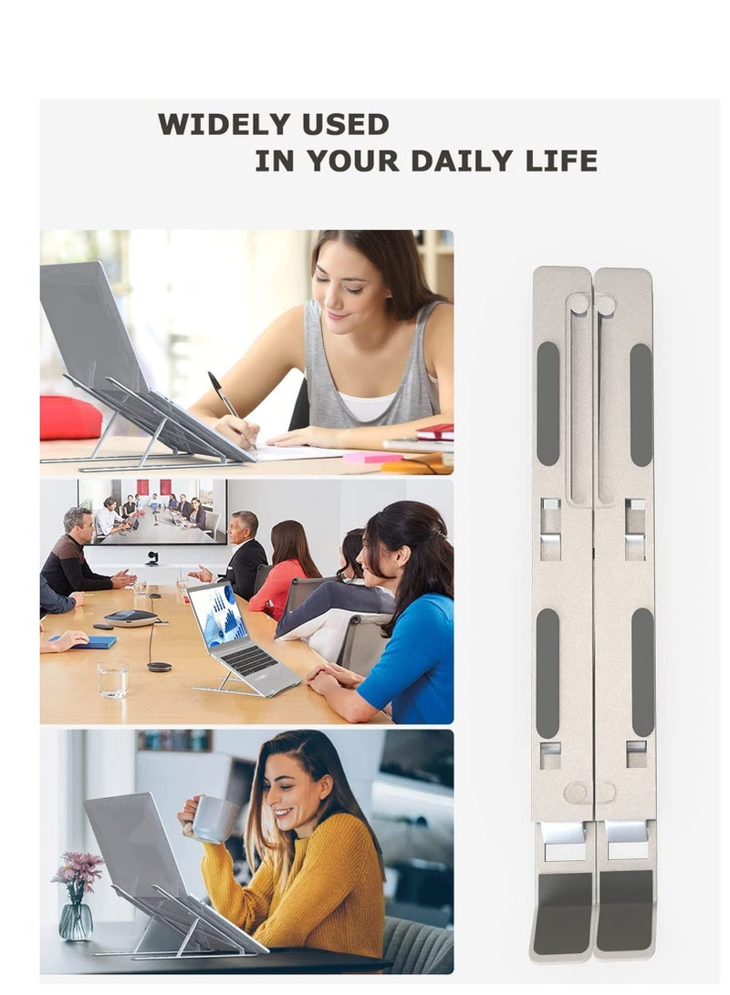 Zuleen 7-Level Adjustable Aluminum Alloy Foldable Laptop Stand Silver - Image 3