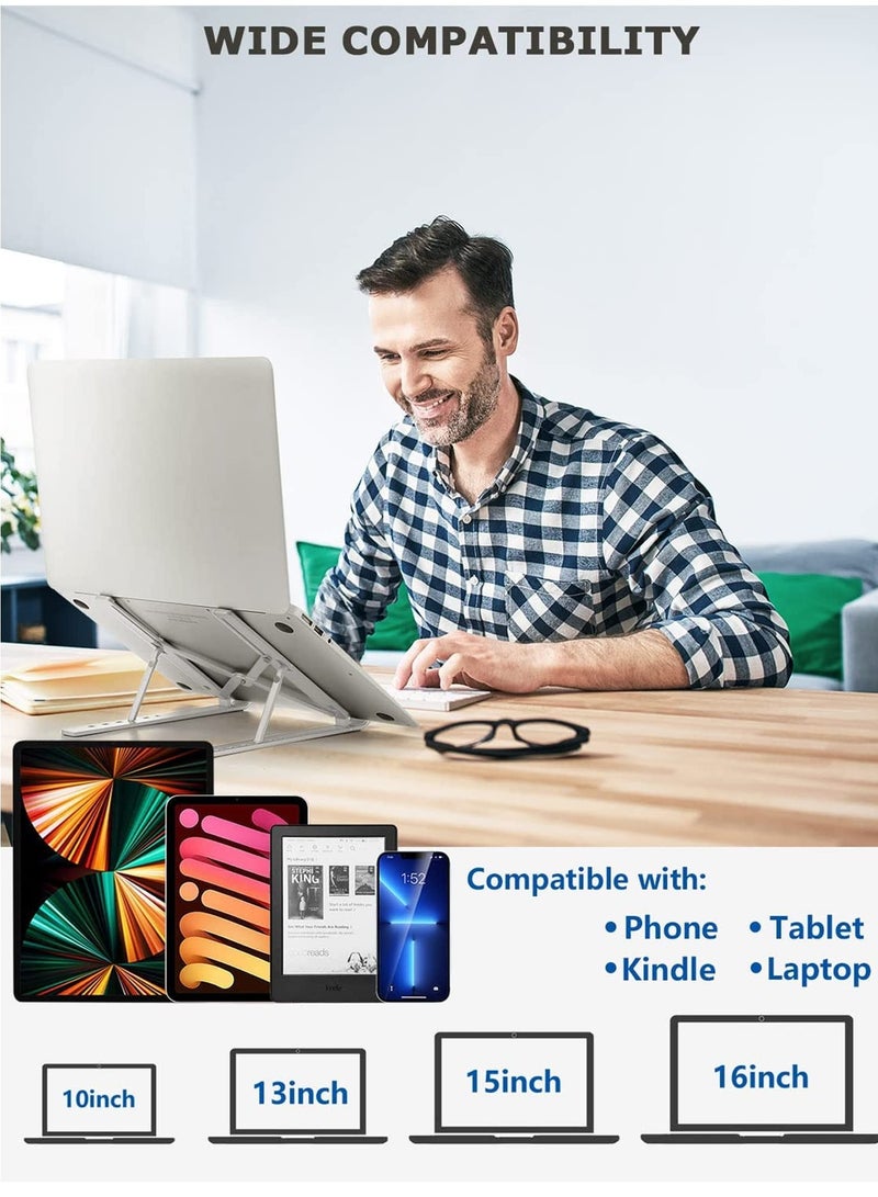 Zuleen 7-Level Adjustable Aluminum Alloy Foldable Laptop Stand Silver - Image 4