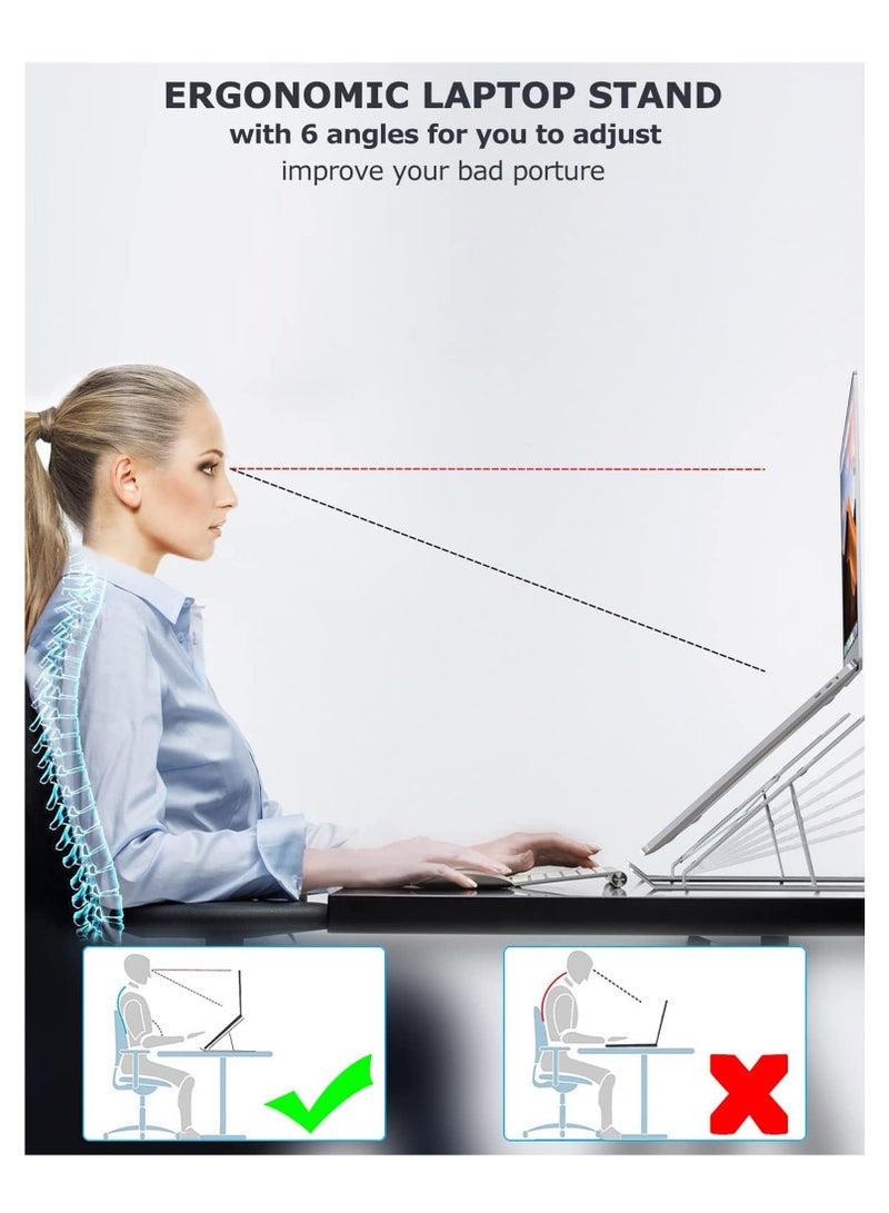 Zuleen 7-Level Adjustable Aluminum Alloy Foldable Laptop Stand Silver - Image 5