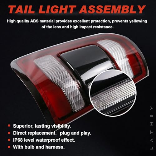 Lathsy LED Tail Light Black Cover with Blind Spot Compatible With 2019-2023 Dodge Ram 1500 Right Passenger Side Replace 68263397AE - Image 5