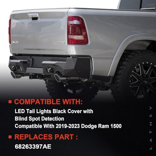 Lathsy LED Tail Light Black Cover with Blind Spot Compatible With 2019-2023 Dodge Ram 1500 Right Passenger Side Replace 68263397AE - Image 2