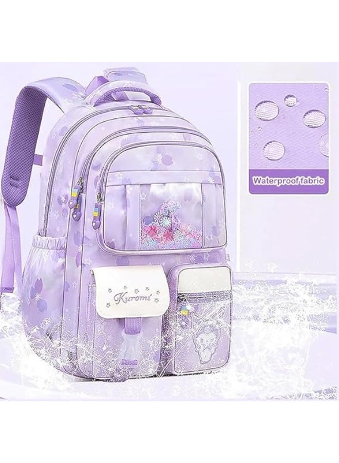 FALAHOM School Backpack for Girls, Girls Backpack, Cartoon School Backpack for Schoolgirl Large Capacity Girl Backpack for Kids - Image 4