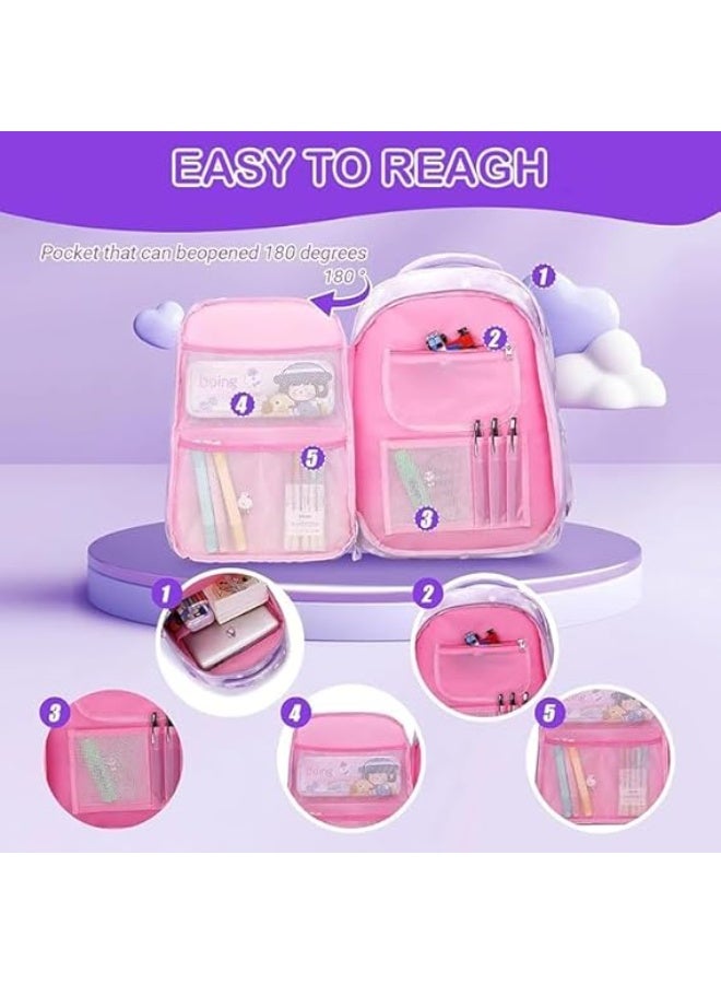 FALAHOM School Backpack for Girls, Girls Backpack, Cartoon School Backpack for Schoolgirl Large Capacity Girl Backpack for Kids - Image 3