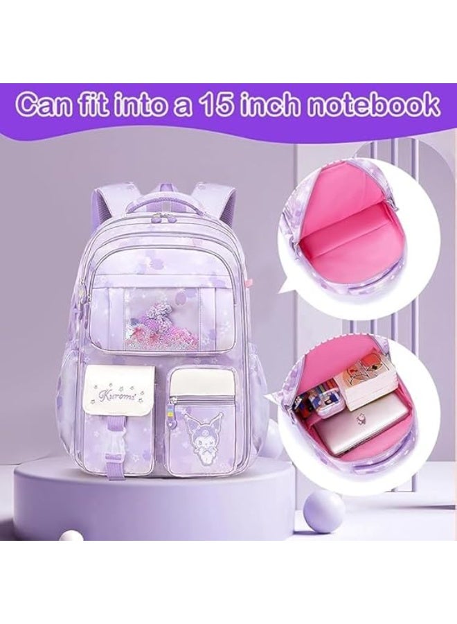 FALAHOM School Backpack for Girls, Girls Backpack, Cartoon School Backpack for Schoolgirl Large Capacity Girl Backpack for Kids - Image 5