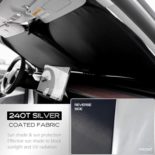 AARUX Polyester Car Sun Shade Windshield Cover, for Front Window Sun Protection & Heat Insulation Foldable UV Protection and Reduce The Temperature, Protect Interior & Keep Cooling - Image 5