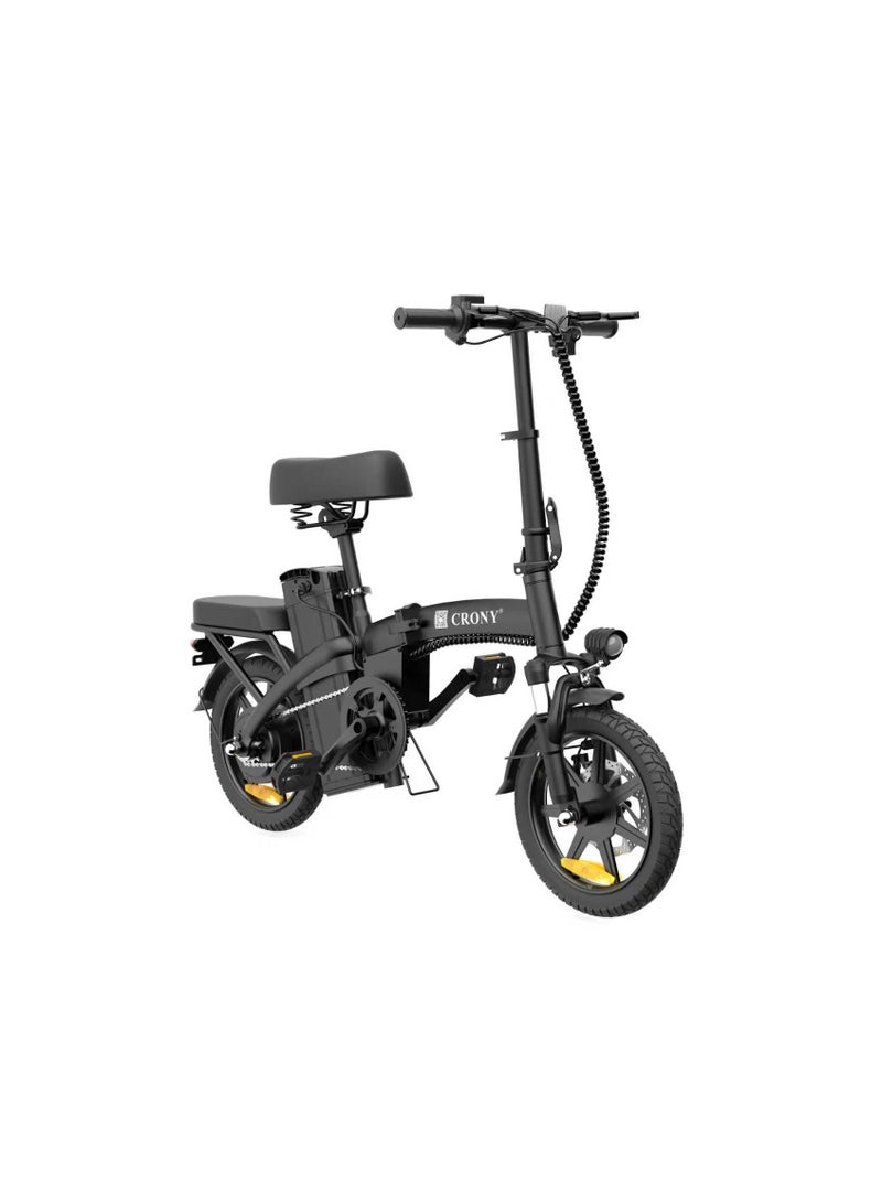 كروني دراجة كهربائية قابلة للطي مقاس 14 بقدرة 350 واط وبطارية قابلة للإزالة 48 فولت 7.5 أمبير، مدى 31 كم، دراجة كهربائية خفيفة محمولة للتنقل، سرعة 15–32 كم/ساعة، وضع المساعدة بالدواسات ووضع القيادة الكهربائية، شوكة أمامية ممتصة للصدمات، مصابيح أمامية وخلفية LED، فرامل قرصية ميكانيكية، دراجة كهربائية مدمجة للمدينة للبالغين. - Image 4