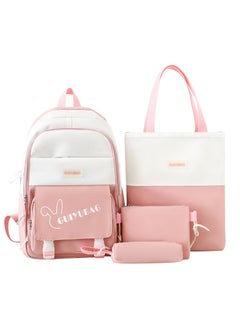 Generic Korean Style Large Capacity Backpack Set for Students Pink four-piece set 