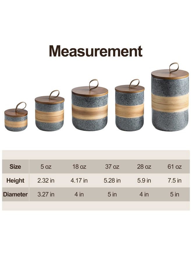 Miamolo Small Ceramic Jar with Lid, Coffee Container, Coffee Canisters with Airtight Lids Kitchen Food Storage Jars for Spice Sugar Tea Bag, Mini Decorative Jars for Countertop, Grey & 5 fl.oz - Image 2
