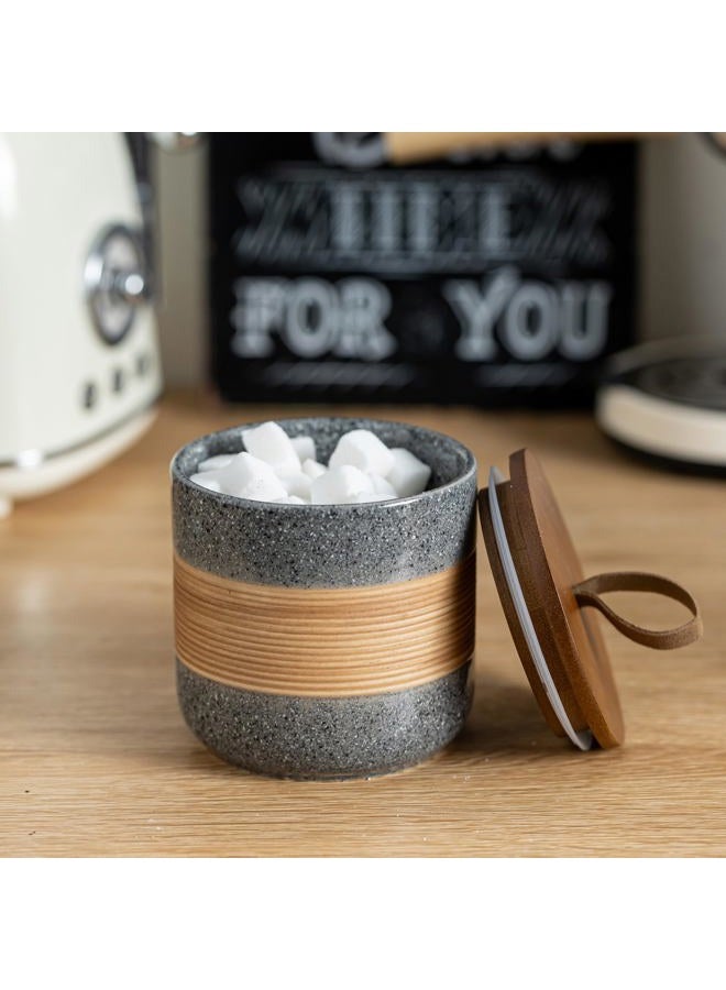 Miamolo Small Ceramic Jar with Lid, Coffee Container, Coffee Canisters with Airtight Lids Kitchen Food Storage Jars for Spice Sugar Tea Bag, Mini Decorative Jars for Countertop, Grey & 5 fl.oz - Image 4