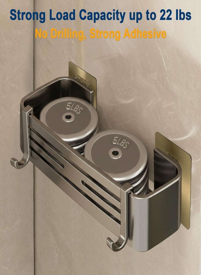 Fafua Shower Caddy, No-Drilling Adhesive Shower Shelves with Hooks, Waterproof & Rustproof Removable Shower Organizer Storage for Bathroom Kitchen - Image 2