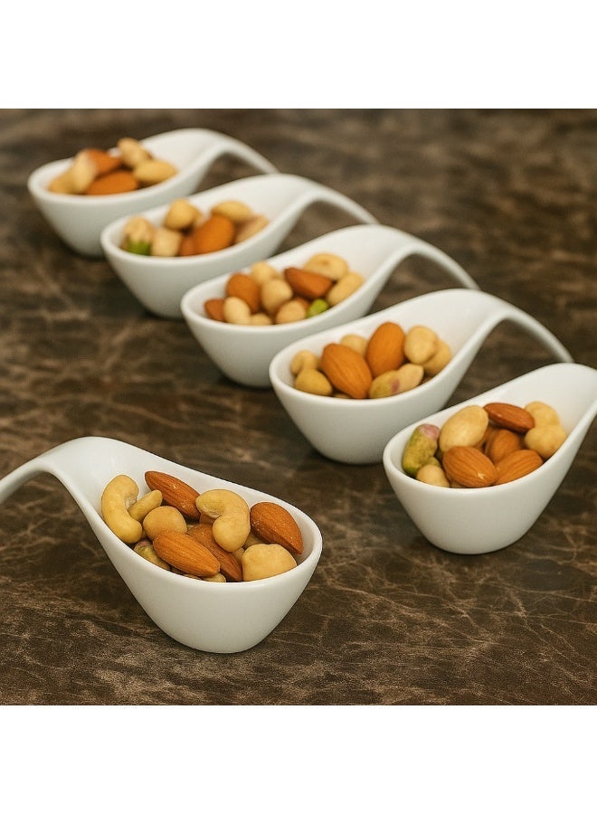 Libby 6-piece white porcelain dinnerware set for serving food, desserts, and sauces - Image 1