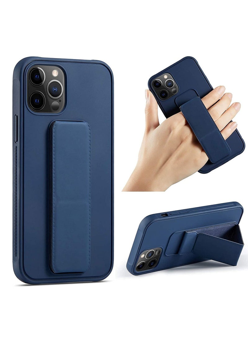 ELTRAZONE IPhone 14 Pro Case with Magnetic Foldable Back Stand and Holder, Cover with Finger Strap and Hand Grip, Magnetic Car Mount Kickstand IPhone 14 Pro (Dark Blue) - Image 1