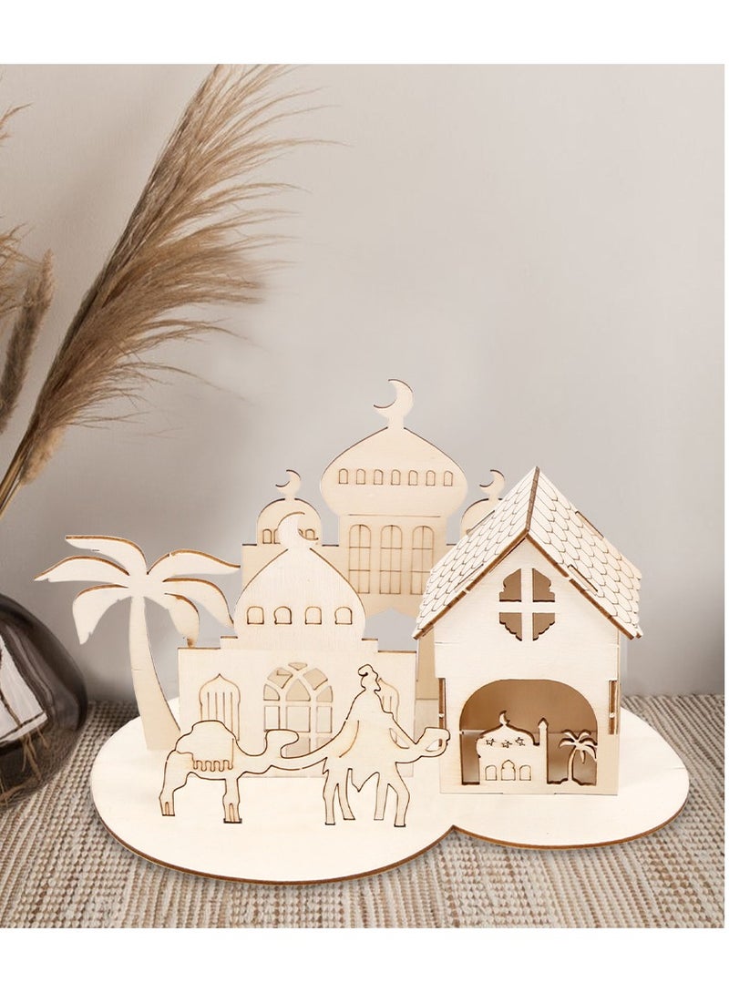 مجسم قلعة ثلاثي الأبعاد من الخشب، طقم حِرَفي يدوي للتجميع الإبداعي للأطفال ولتزيين المنزل - Image 2
