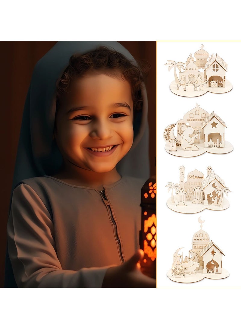 مجسم قلعة ثلاثي الأبعاد من الخشب، طقم حِرَفي يدوي للتجميع الإبداعي للأطفال ولتزيين المنزل - Image 1