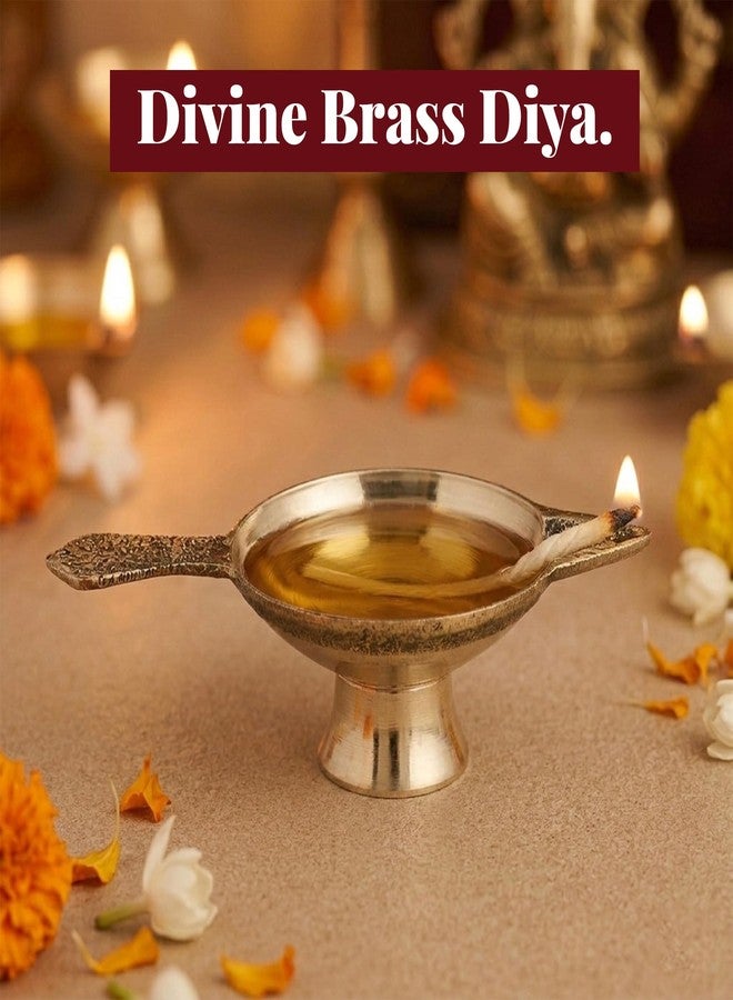COPRASIA Traditional Brass Puja Thali Set for Mandir & Festivals | Brass Aarti Thali Plate for Bhog, Diya & Pooja Rituals | Ideal for Diwali Navratri Karwa Chauth Home Temple Decor (Set of 9 - Image 4
