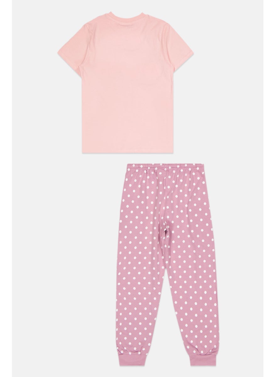 Gremlins Kids Grils 2 Pcs Graphic Printed Pajama Set, Peach  - Image 2