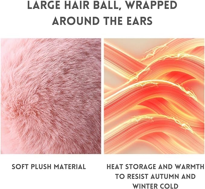 THE DDS STORE Ear Muffs for Women - Winter Ear Warmers - Soft & Warm Cable Knit Furry Fleece Earmuffs - Ear Covers for Cold Weather (Dark Pink) - Image 5