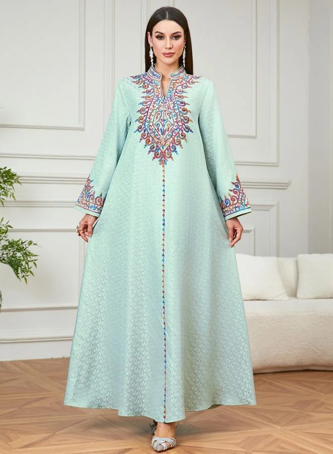 Take Two Green Embroidered A-Line Jalabiya