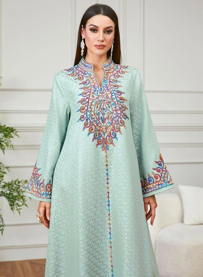Take Two Green Embroidered A-Line Jalabiya