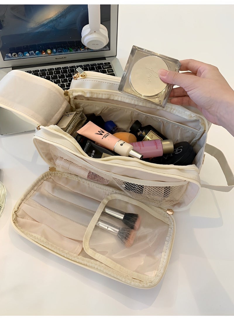 REOCLE - Travel Storage Bag with Large Capacity Portable Bags Waterproof  Organizer Bag Toiletry Bag with Dividers - Image 1