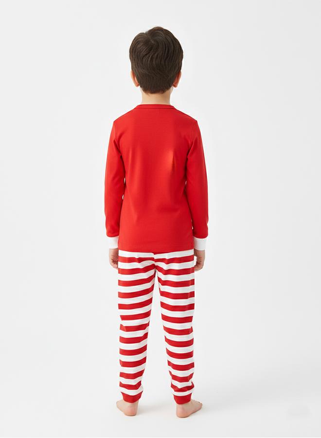 babyqlo Unisex Red Santa Stripe Glow Pajama Set - Image 4