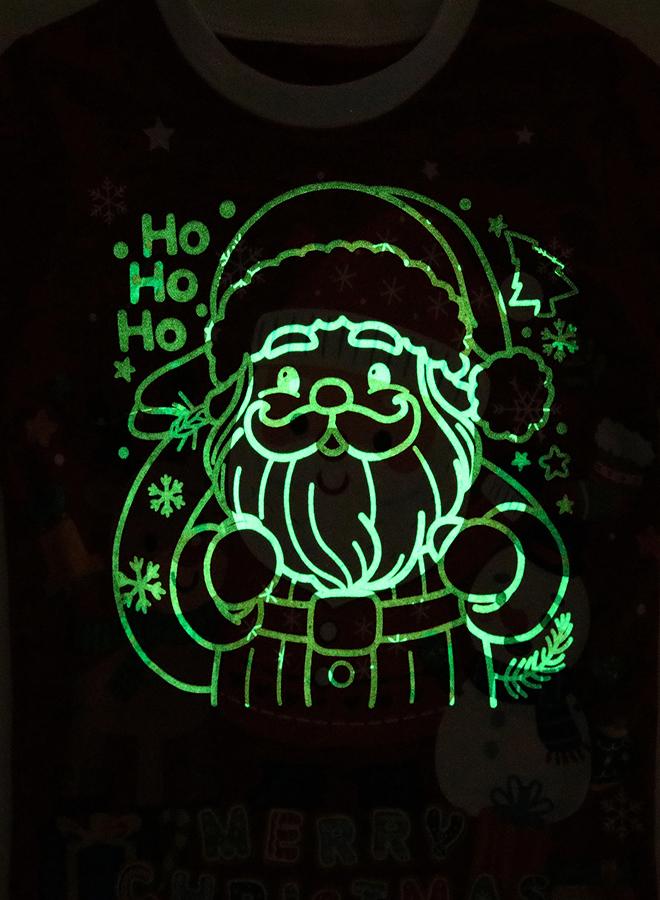 babyqlo Unisex Red Santa Stripe Glow Pajama Set - Image 3