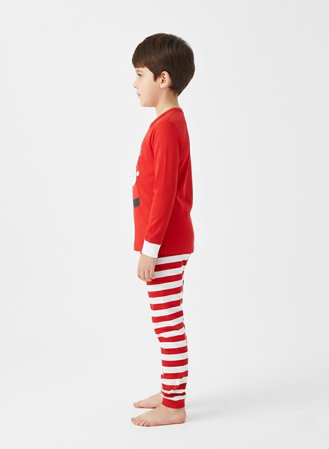 babyqlo Unisex Red Santa Stripe Glow Pajama Set - Image 5