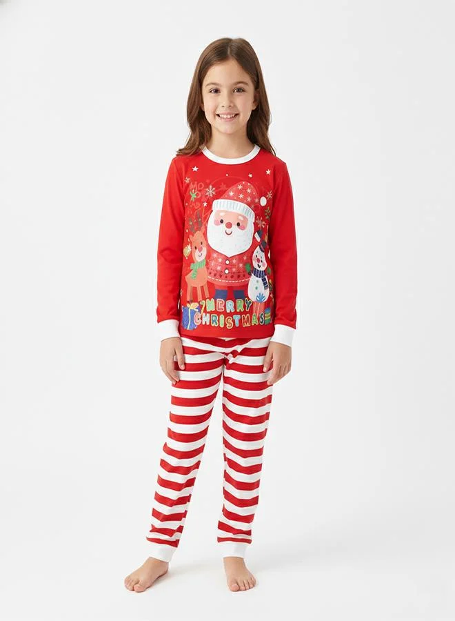 babyqlo Unisex Red Santa Stripe Glow Pajama Set